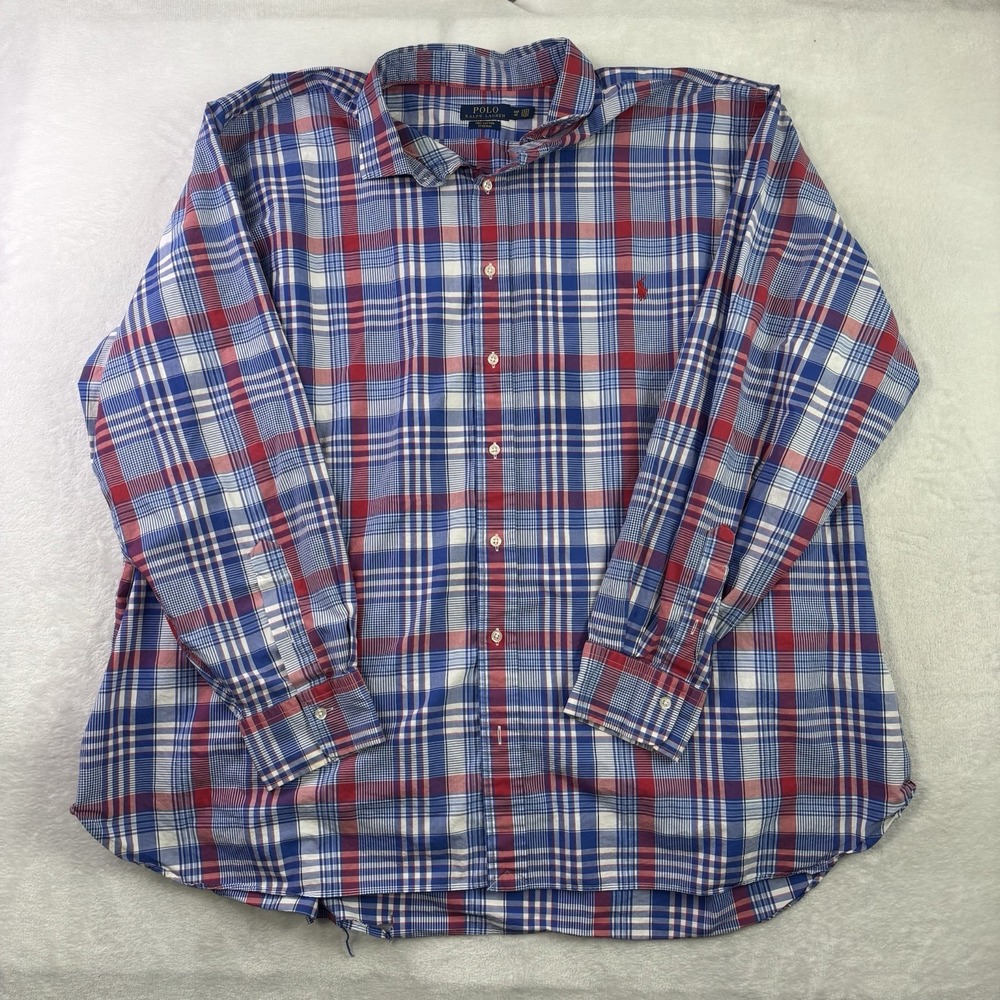 Polo Ralph Lauren Plaid Stretch Long Sleeve Button Up Collared Shirt Men's 4XB